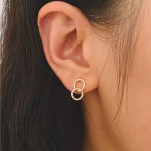 GOLD CAKE SHOP Interlocking Circle Post Earrings 18k Gold Sterling Silver $120